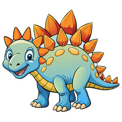 Fototapeta premium Happy Cartoon Stegosaurus in Joyful Mood for Kids and Prehistoric Themes