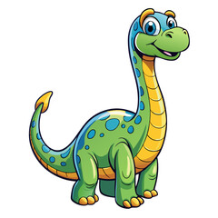 Fototapeta premium Brontosaurus Cartoon Dinosaur Playing for Kids and Nursery Posters