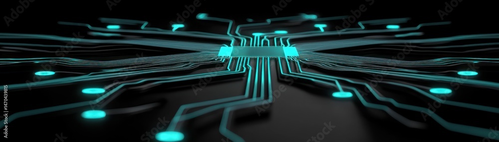 Poster An illuminated central processing unit with circuit board pathways design