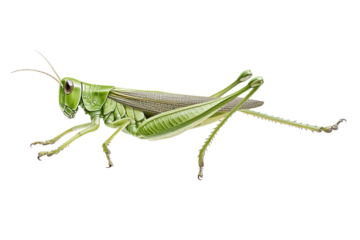 Detailed illustration of a green grasshopper showcasing its anatomy and vibrant colors.