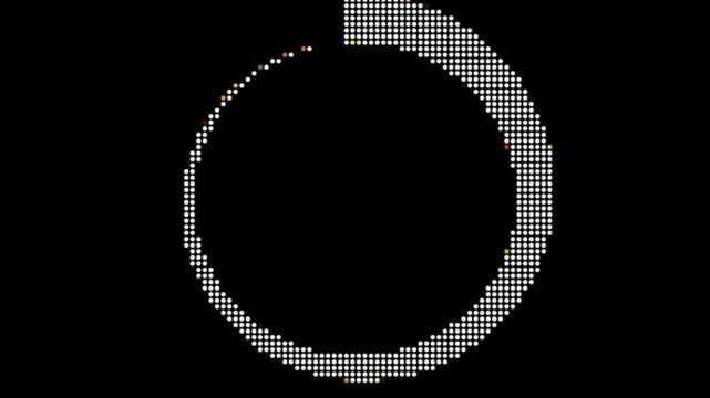 glowing white rotating dots circle frame animation on 4k black screen
