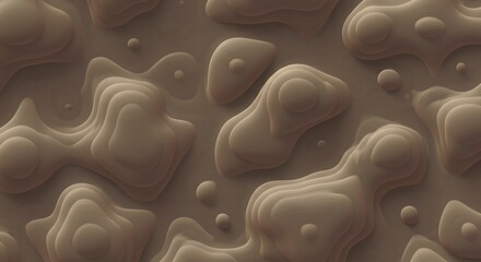 Subtle Earth Tones: 3D Rendered Topographic Texture AI Generated