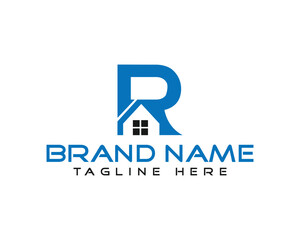 Letter R house logo vector template design for real estate and construction businesses clean and modern style