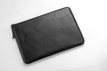 Sleek black leather laptop sleeve. Perfect for protecting your device in style.