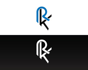 RK or KR letter monogram logo design elegant typography vector template for business and corporate identity branding with blue and white black versions