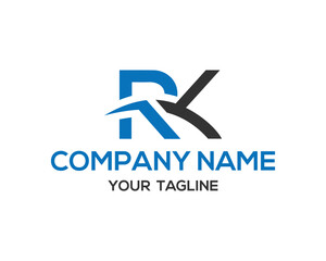 Modern RK letter logo design vector template in blue and black for company branding