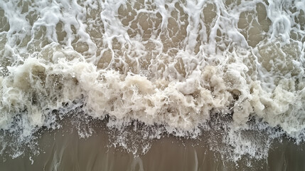high angle and aerial view of clean ocean waves breaking on dark brown sand beach with turquoise emerald coloured water. Aqua life travel and adventure concept
Keywords: