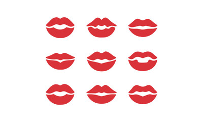 Modern minimalist vector illustration of red lipstick prints, easily scalable and editable.