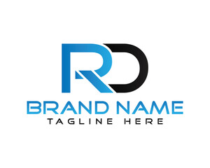 Obraz premium Modern RD letter logo design vector template blue and black colors for company branding identity
