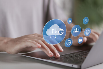 Cloud computing technology concept. Software as a Service, Backup Storage Data Internet, networking...