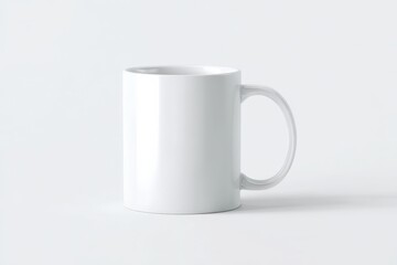 Obraz premium Blank white mug on a white background. Perfect for design mockups.