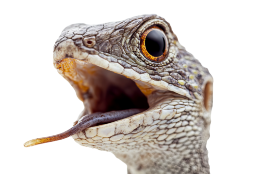 Close-up of a lizard with vibrant colors and detailed texture.