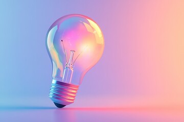 Vibrant Light Bulb Art. 3D Visualization of a Creative Mind on a Bright Studio Background