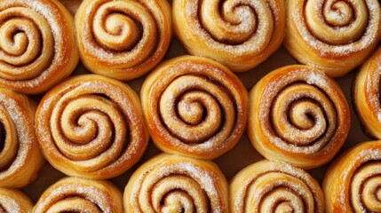 Delectable Morning Buns: Close-Up View of a Pile of Sticky Cinnamon Pastries Drizzled with Sweet Sugar