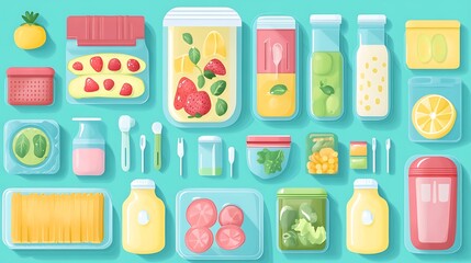 Healthy Meal Prep Containers Flatlay.