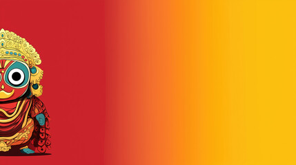 Obraz premium A stylized deity figure against a red-orange gradient