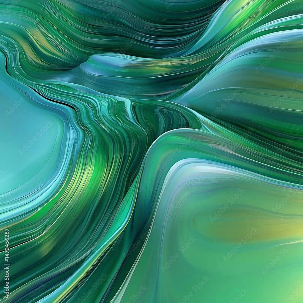 Poster abstract emerald swirls and undulating waves visual delight serene motion
