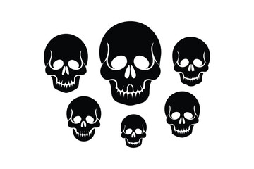 Skull Silhouette Vector Set Design
