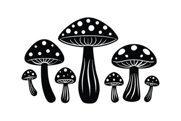 Mushroom Silhouette Vector Set Design