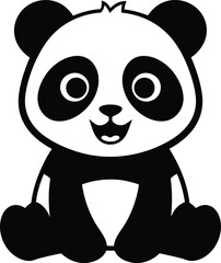 Happy Sitting Cartoon Panda, Joyful Panda Character Illustration