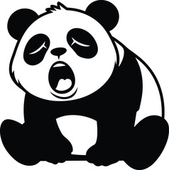 Cute Panda with Open Mouth Art, Cartoon Panda Face for Kids