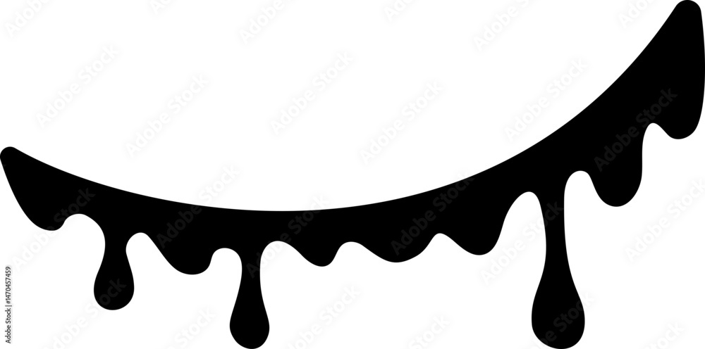 Aufkleber drips of paint. black liquid splashes. silhouette of fluid blobs of sauce caramel and slime