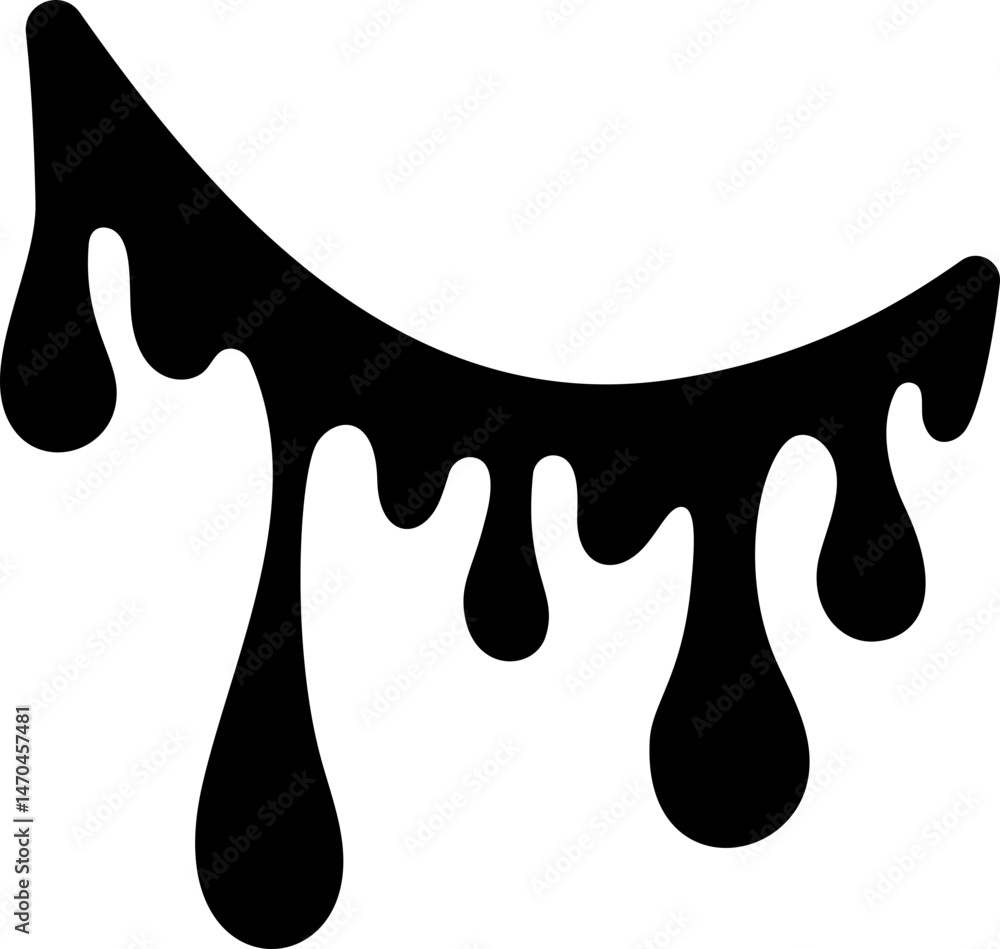 Aufkleber drips of paint. black liquid splashes. silhouette of fluid blobs of sauce caramel and slime