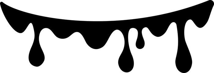 Drips of paint. Black liquid splashes. Silhouette of fluid blobs of sauce caramel and slime