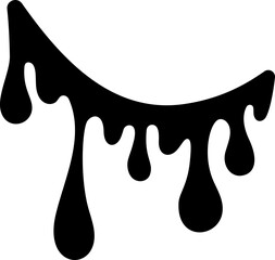 Drips of paint. Black liquid splashes. Silhouette of fluid blobs of sauce caramel and slime