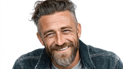 Obraz premium Portrait of a happy man, smiling on face, isolated on background