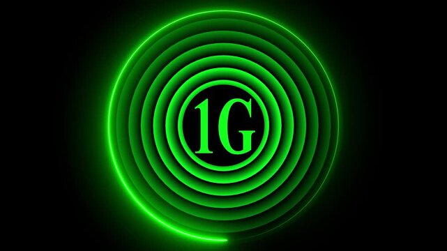 Radio wave with 1g icon. Internet button. 1g banner for streaming. 1g circle streaming icon with radio wave. 1g icon live video shooting concept 