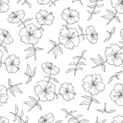 Seamless pattern of flowers. Illustration in sketch style.