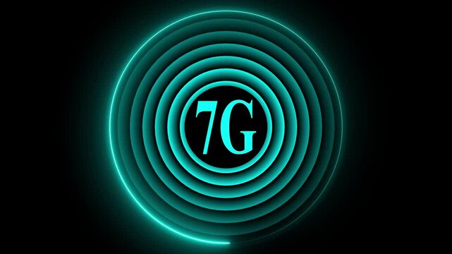 Radio wave with 7g icon. Internet button. 7g banner for streaming. 7g circle streaming icon with radio wave. 10g icon live video shooting concept 