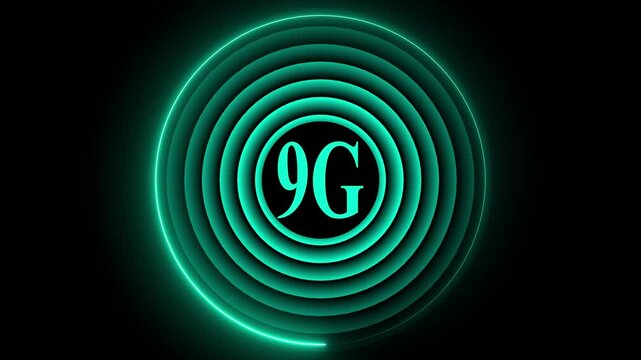 Radio wave with 9g icon. Internet button. 9g banner for streaming. 9g circle streaming icon with radio wave. 9g icon live video shooting concept 