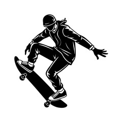 Fototapeta premium a stylish silhouette of a skateboarder mid trick vector art