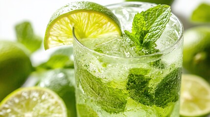 Refreshing lime and mint cocktail