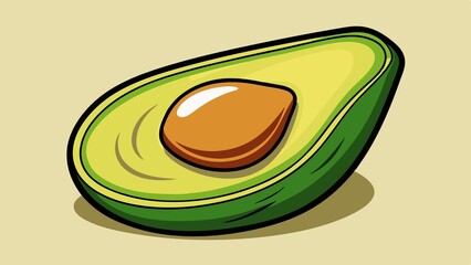 Cartoon Half Avocado Illustration For Health Food And Vegan Themes