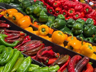 piments et poivrons gros plan