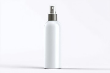 White spray bottle with a dark gray cap against a white background.