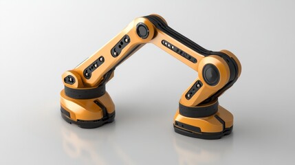 Orange robotic arm in a  setting.