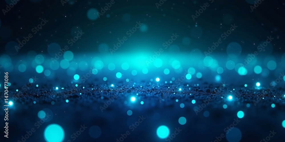 Poster blue technology internet connection metallic waves in gradient mesh
