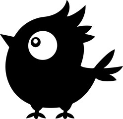 black silhouette of a cartoon bird