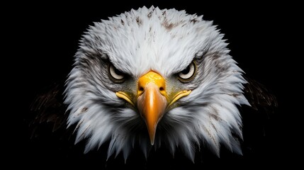 Obraz premium Close up detailed portrait of an eagle looking directly at camera