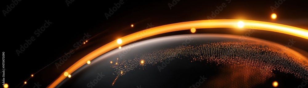 Poster an abstract glowing illustration of a stylized illuminated globe with lights