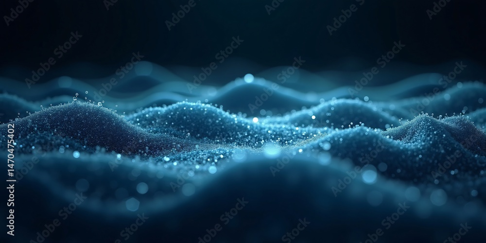 Poster blue technology internet connection metallic waves in gradient mesh
