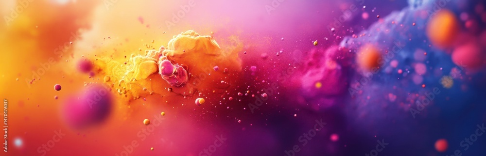 Aufkleber vibrant abstract background showcasing swirls and floating particles in a rich blend of colors. idea