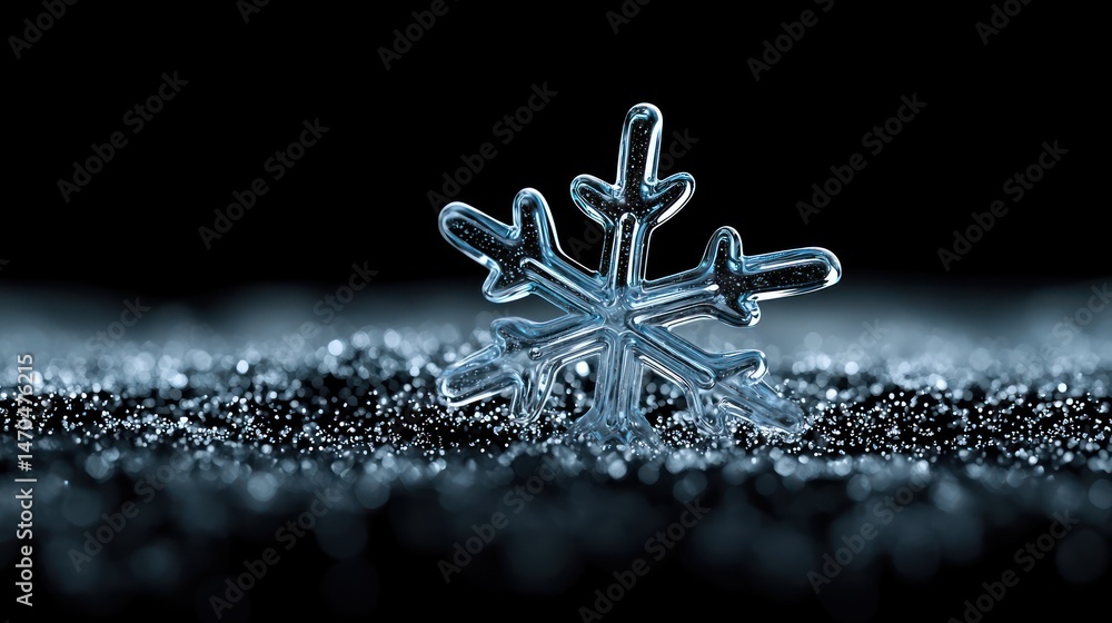 Aufkleber a detailed close up image of a frozen snowflake