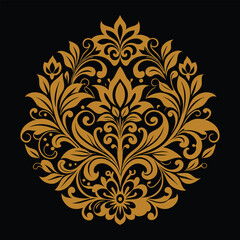 Elegant Gold Floral Ornament on Black