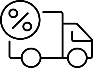 Percent by Truck Thin Isolated Icon for Web Sites, Books, Cards, Apps