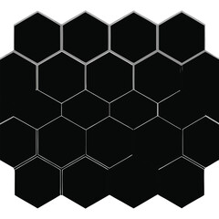 Abstract composition of connected black hexagons